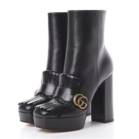 black marmont gucci boots|Gucci Marmont fringe boots.